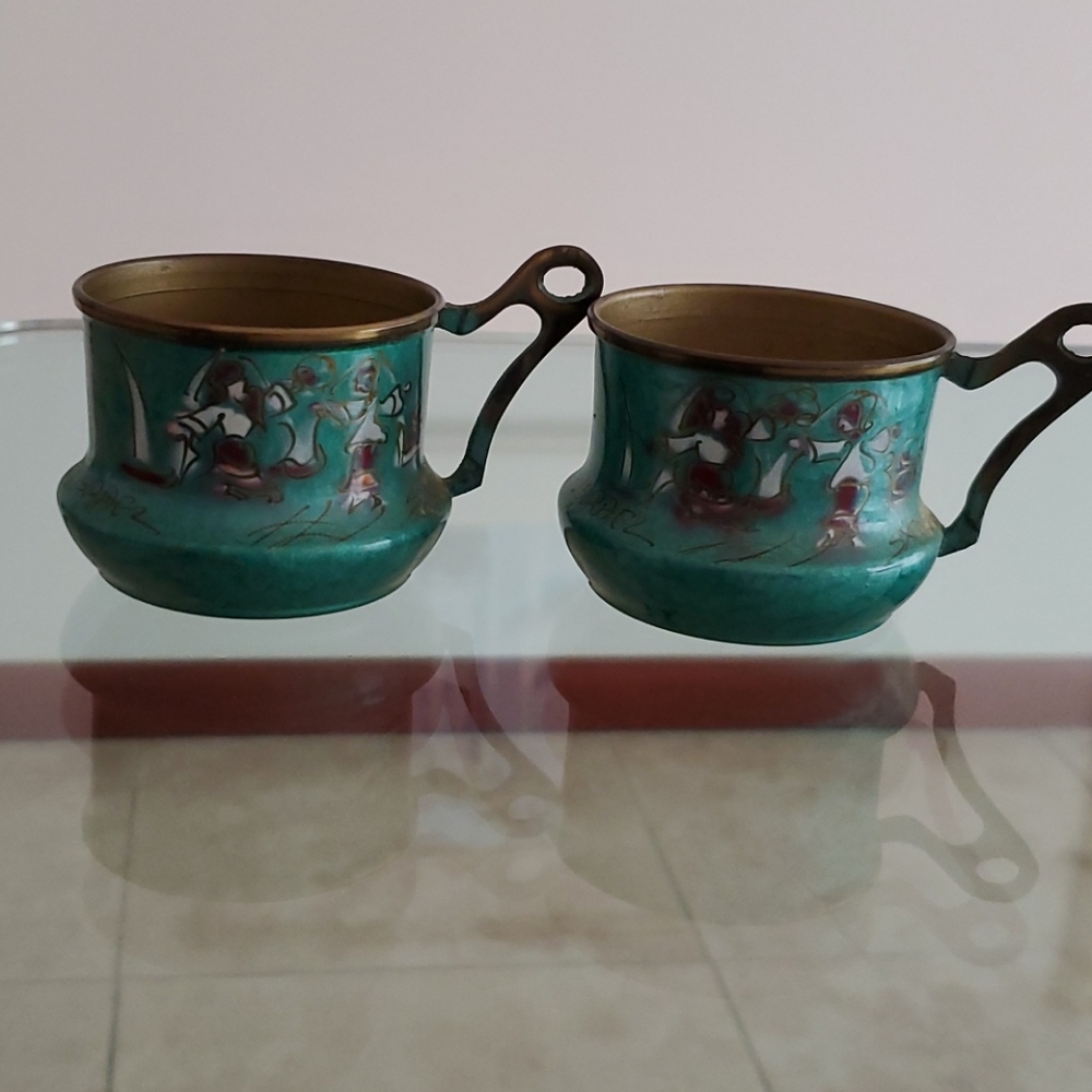 Pair of antique decorative Israeli cups